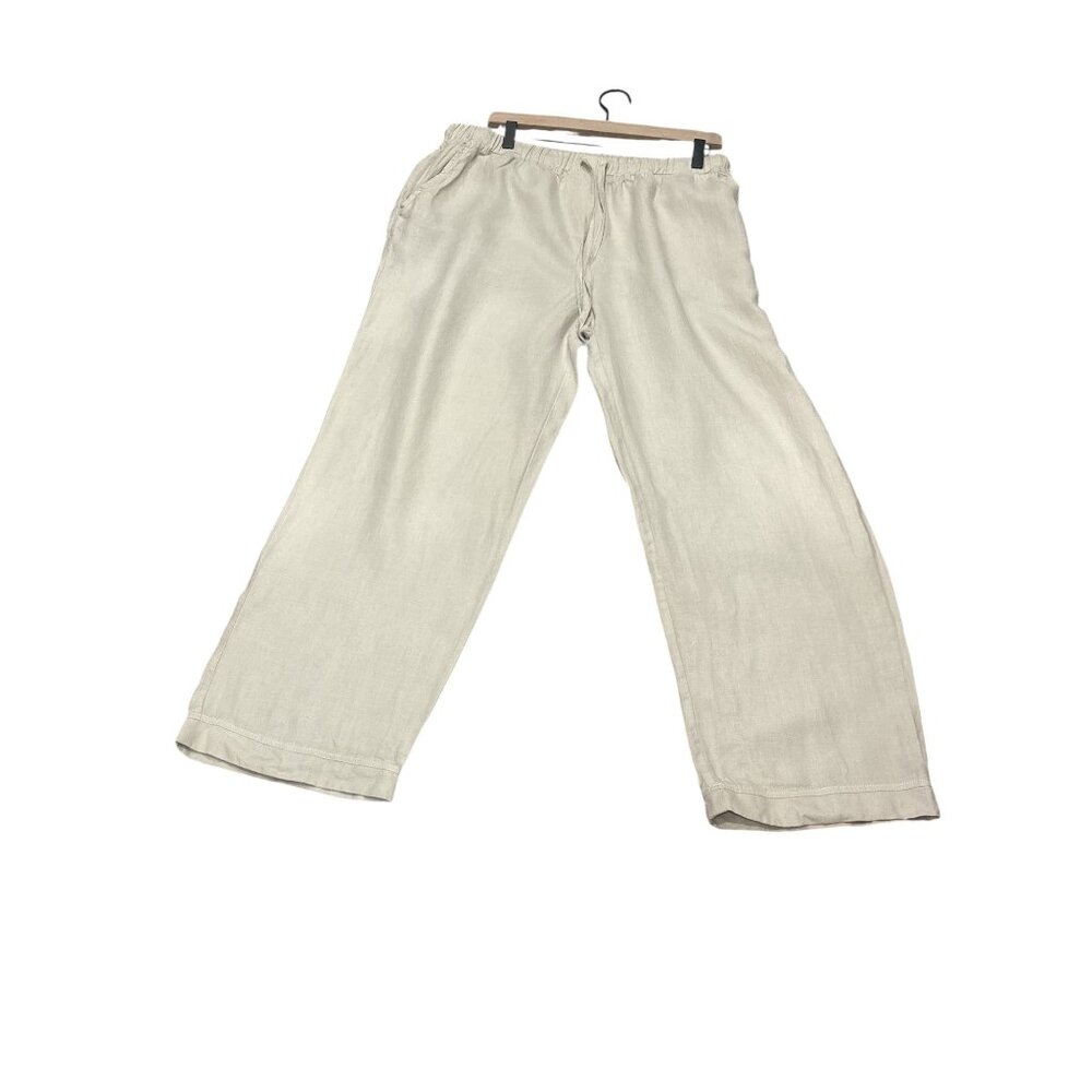 Parachute 100% Linen Pants XL Beige Wide Leg Elastic Waist Portugal - Picture 4 of 9
